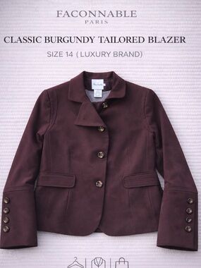 Faconnable Paris Blazer Jacket Brown Tailored Button Front Sz 14 Luxe